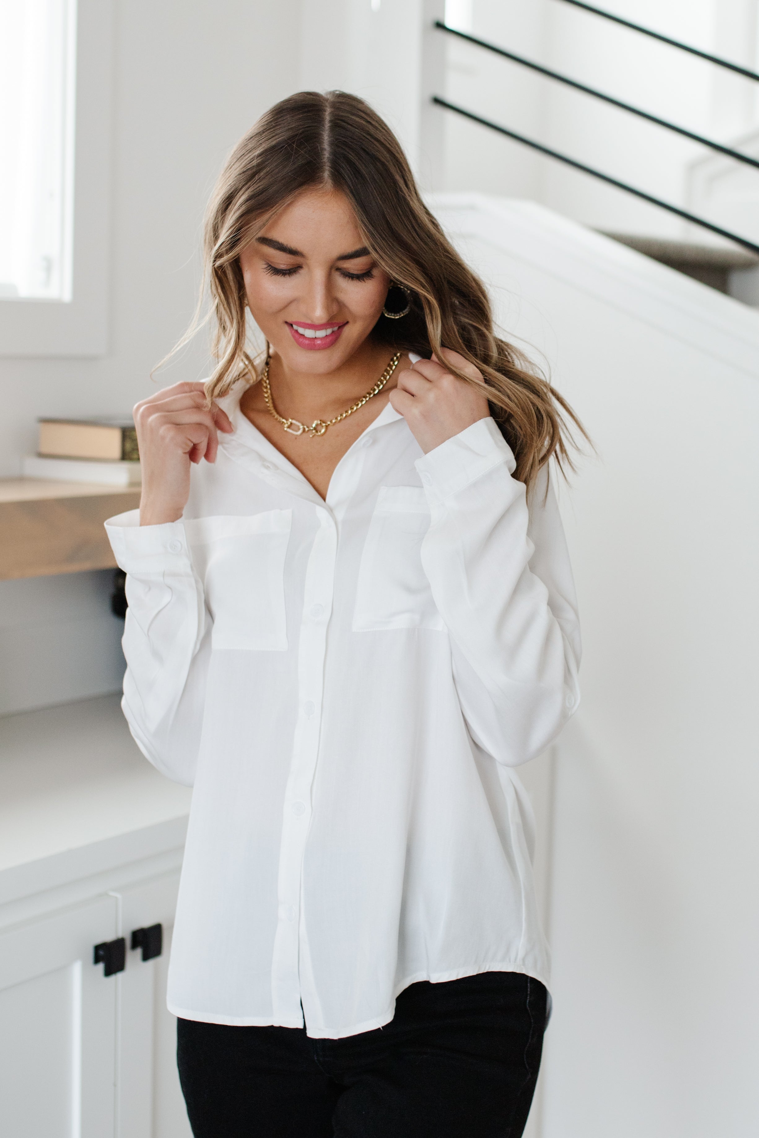 Jackie Classic Button Down In White