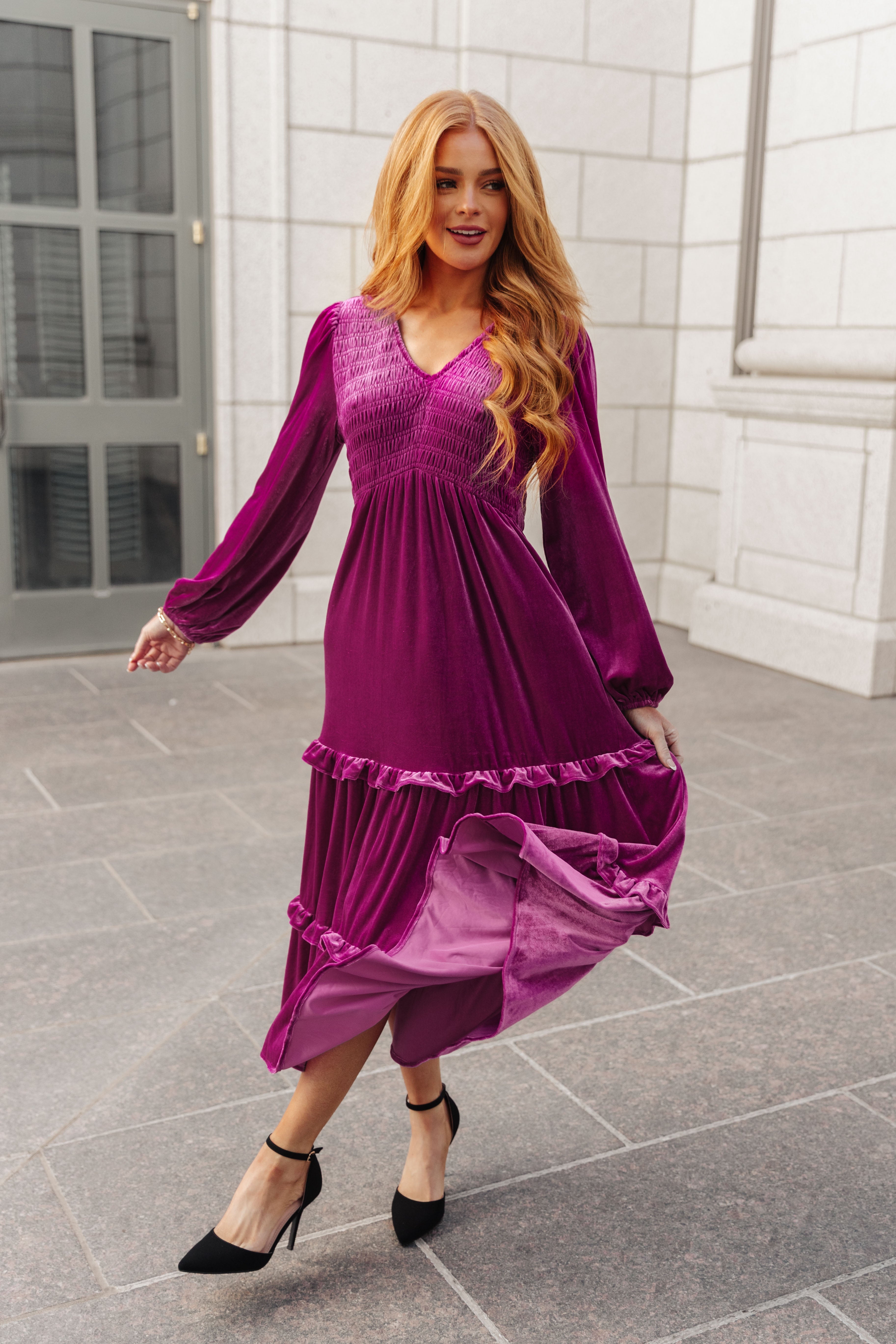 Elegant Velvet Tiered Maxi Dress