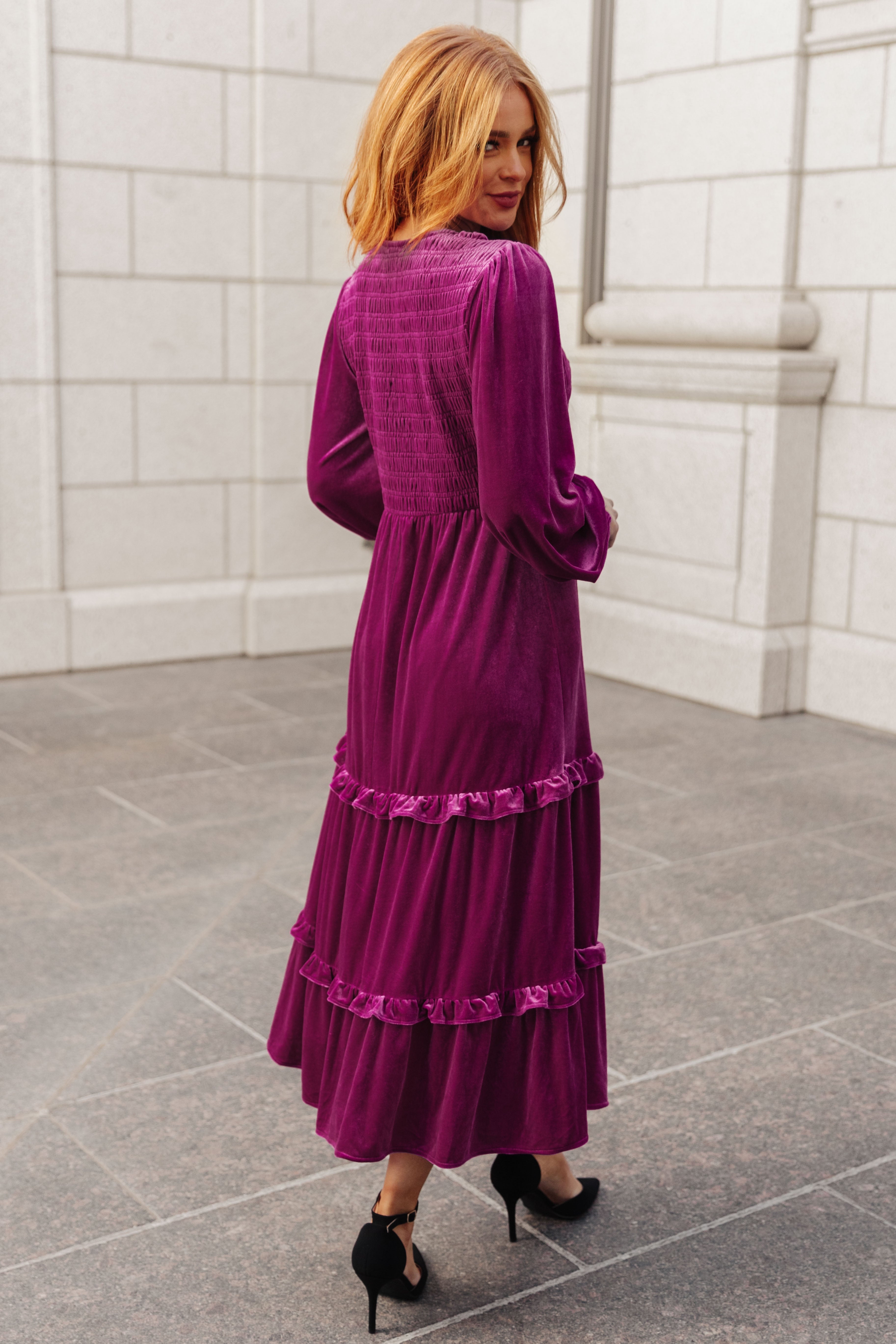 Elegant Velvet Tiered Maxi Dress