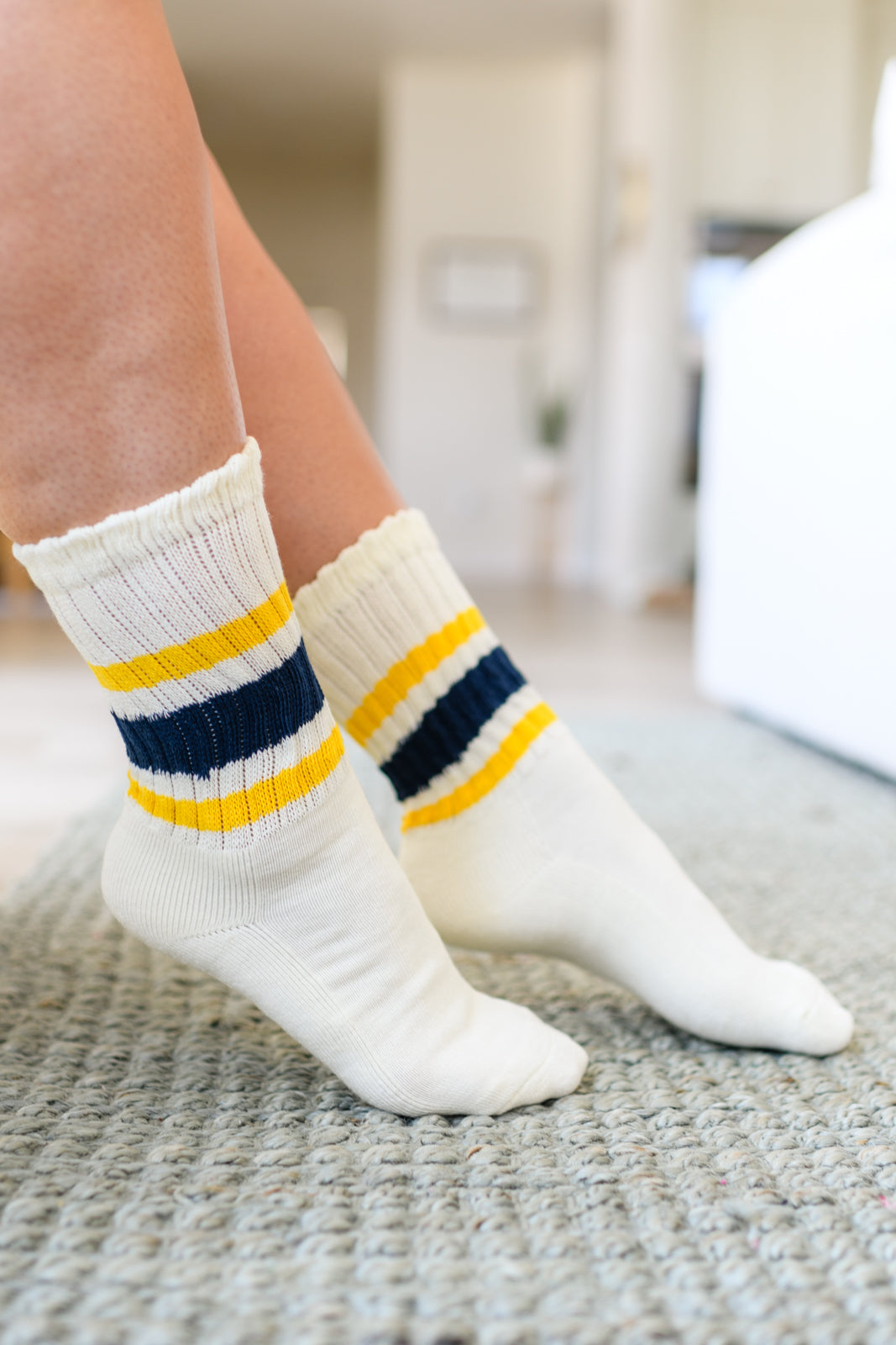 Striped Dad Socks in Navy and Yellow